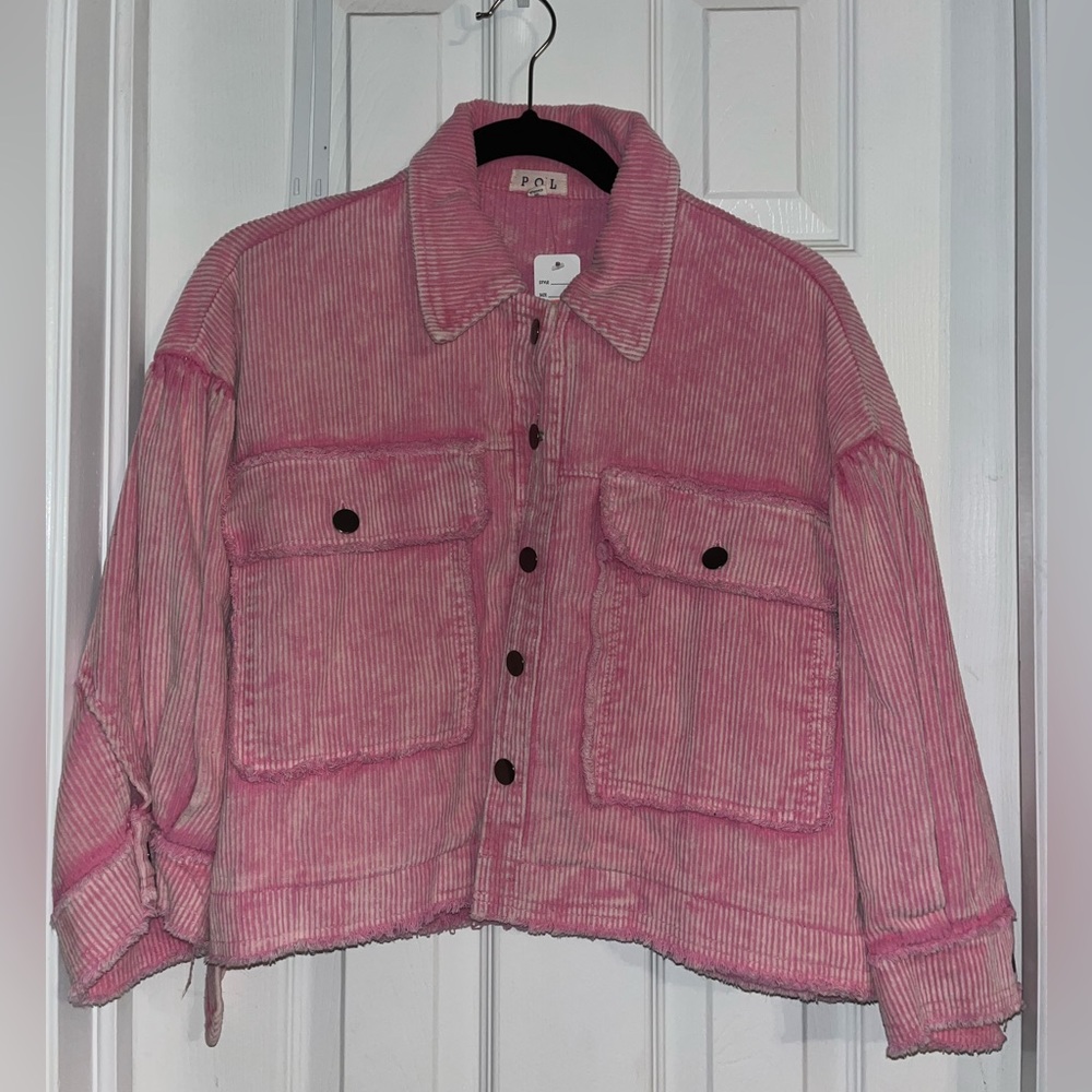 Pink corduroy crop jacket